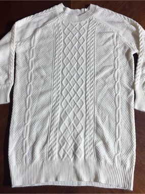 Classic White Cable Knit Women's Sweater dress